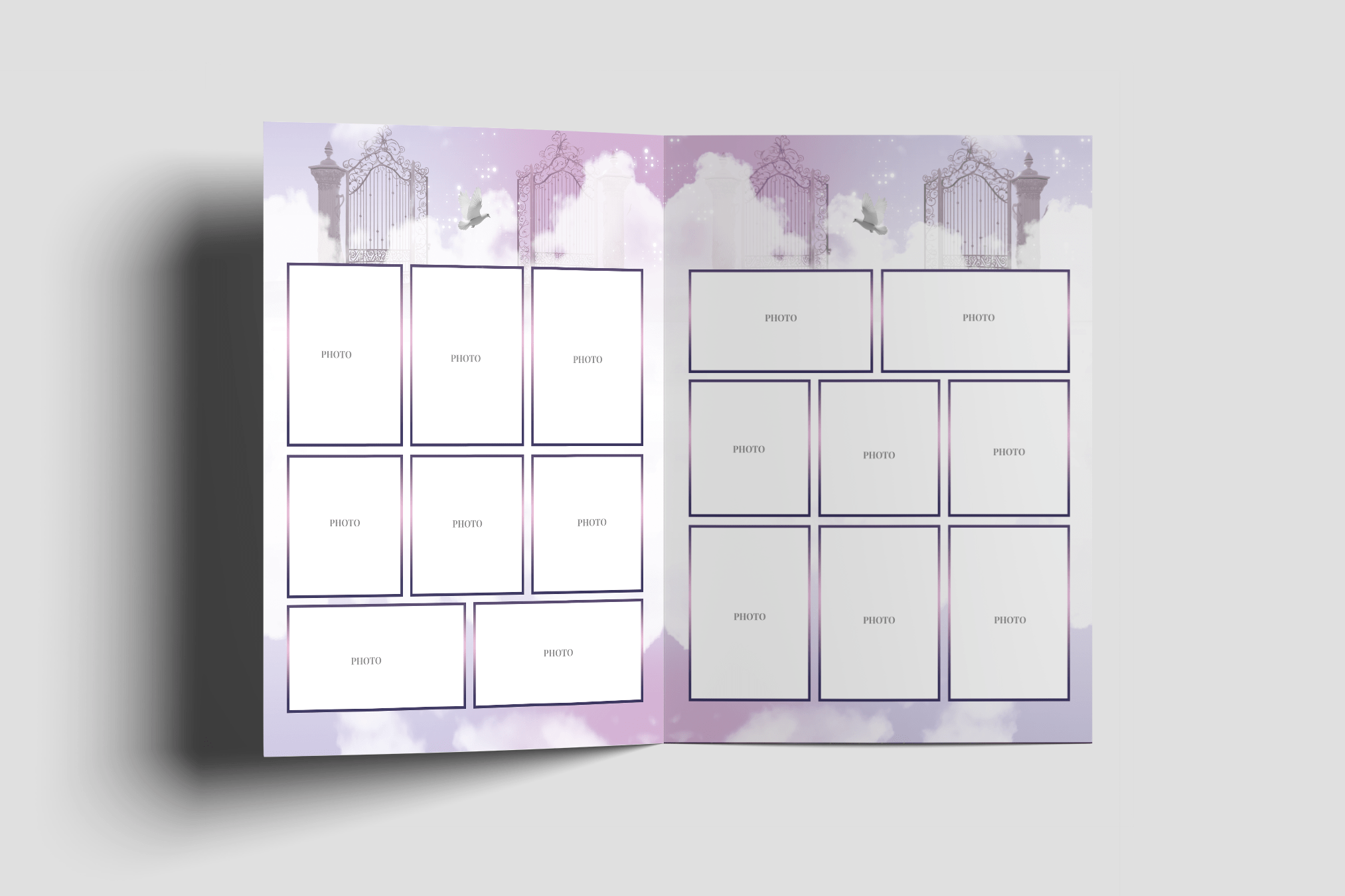 Purple Heaven Gates Funeral Program Design