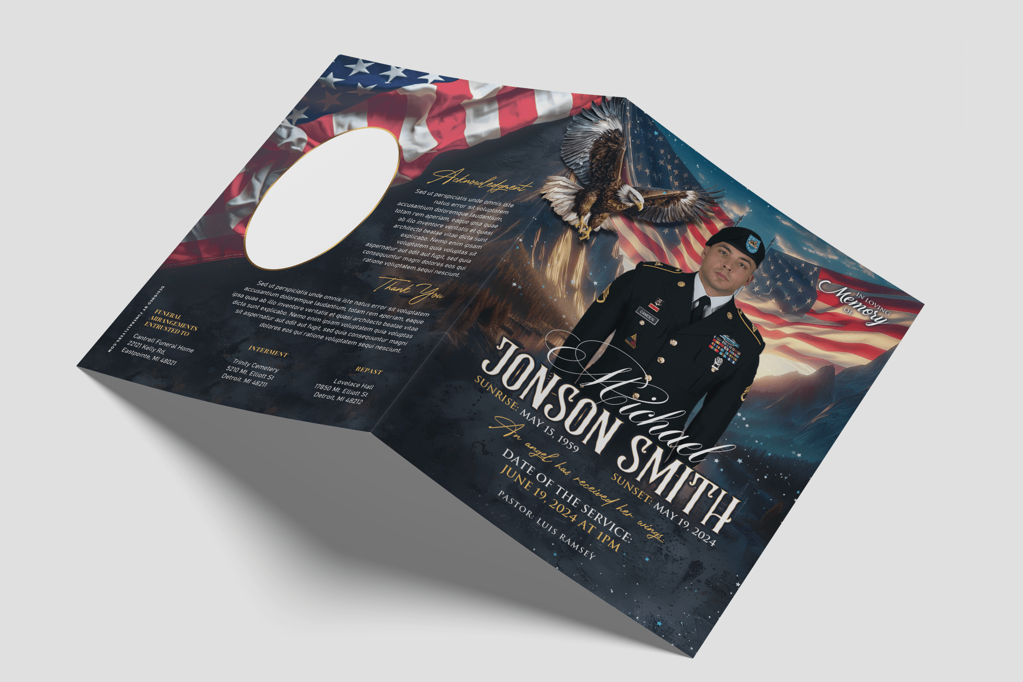 US Army Veteran Funeral Collage Cards Design