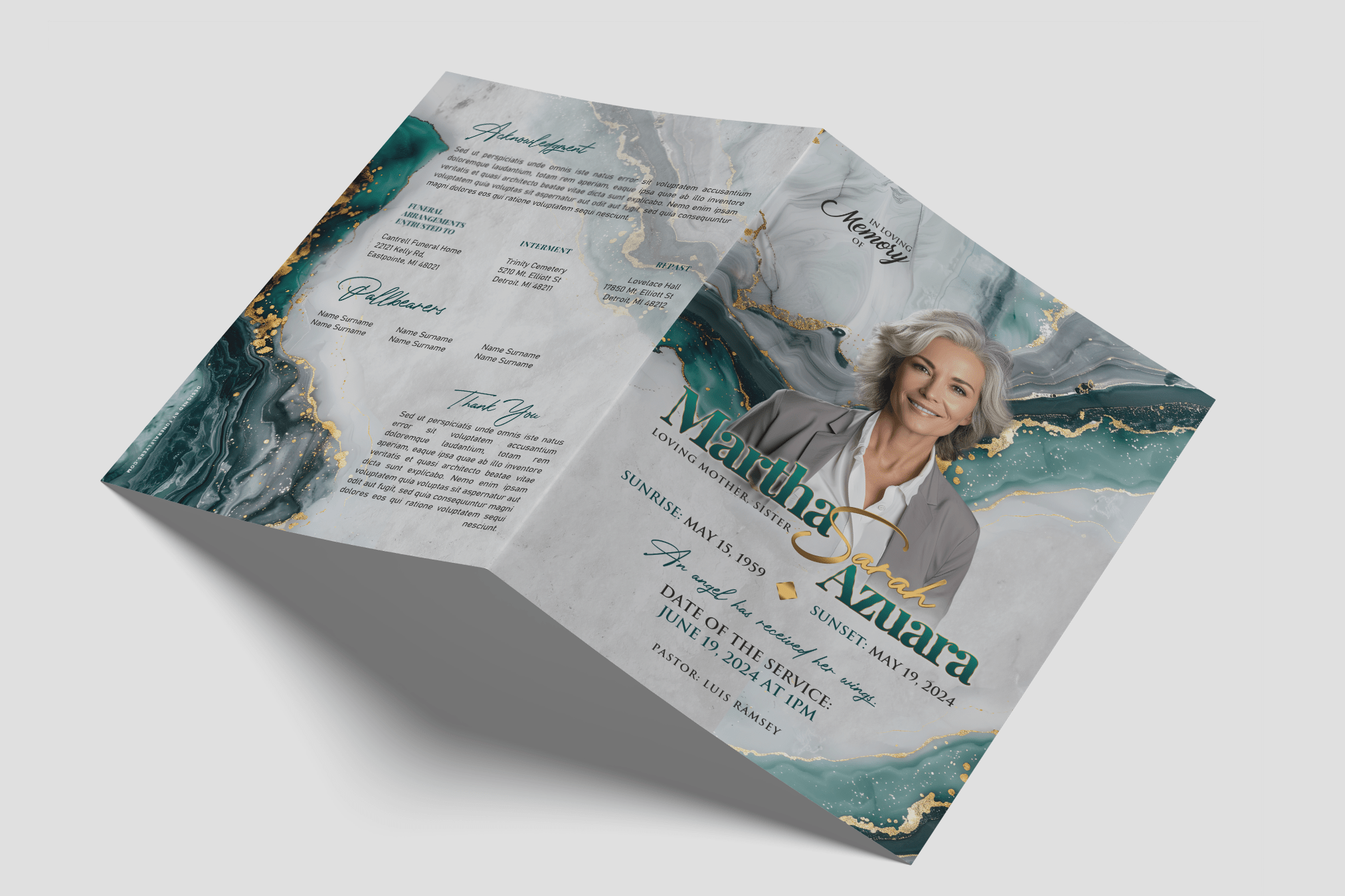 Jade Whisper Funeral Program Design