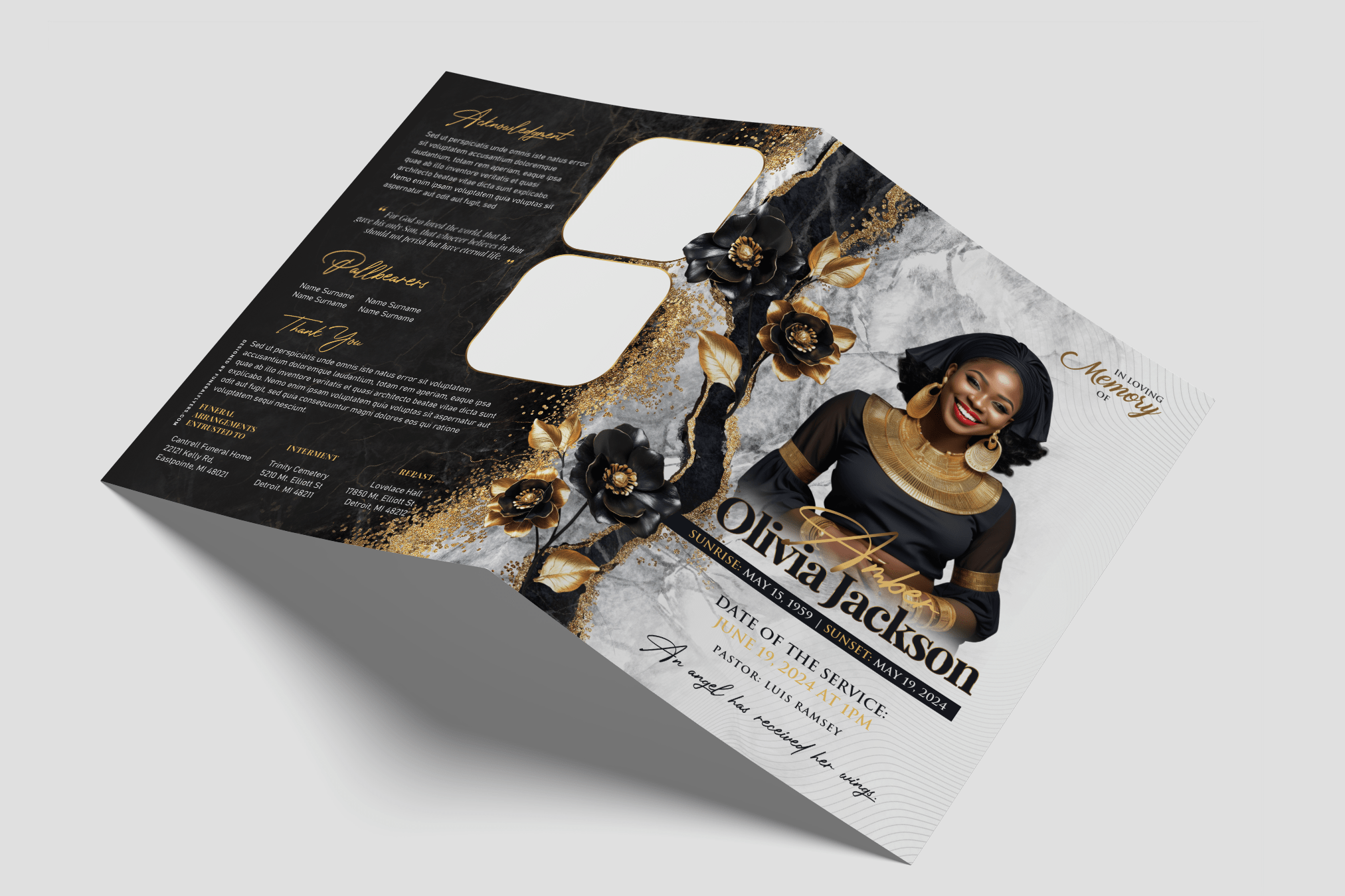 Marble Moments Funeral Program Design