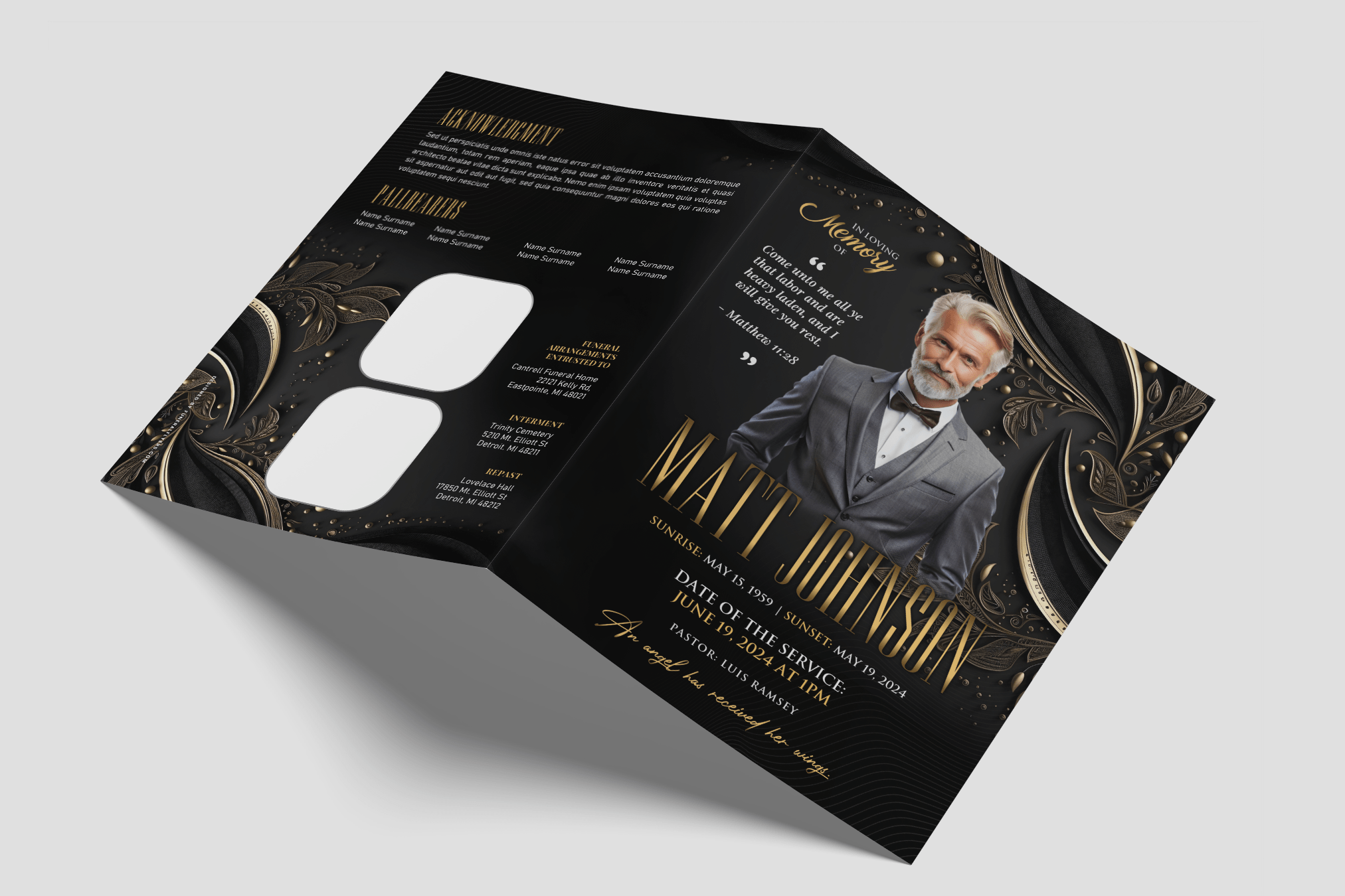 Golden Legacy Funeral Collage Poster Design