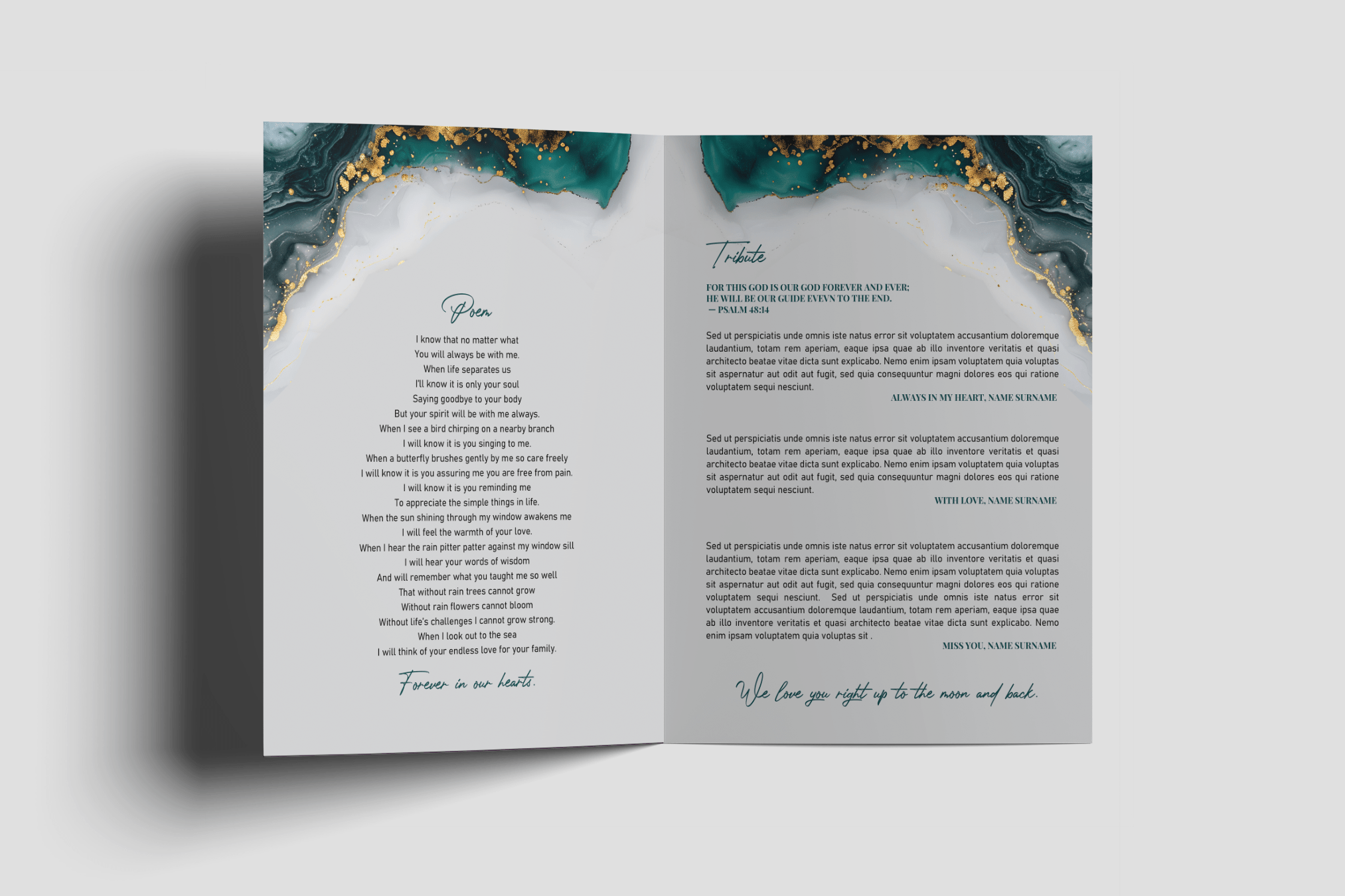 Jade Whisper Funeral Program Design