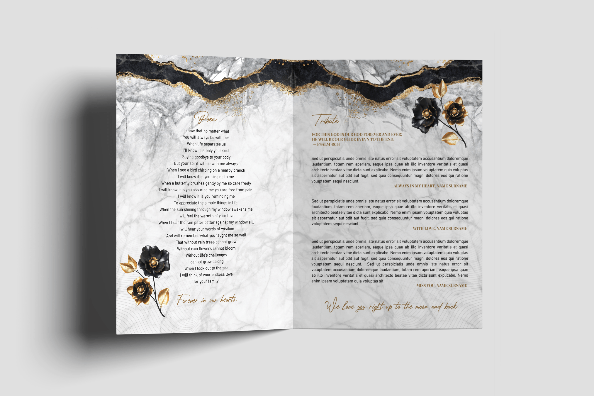 Marble Moments Funeral Program Design