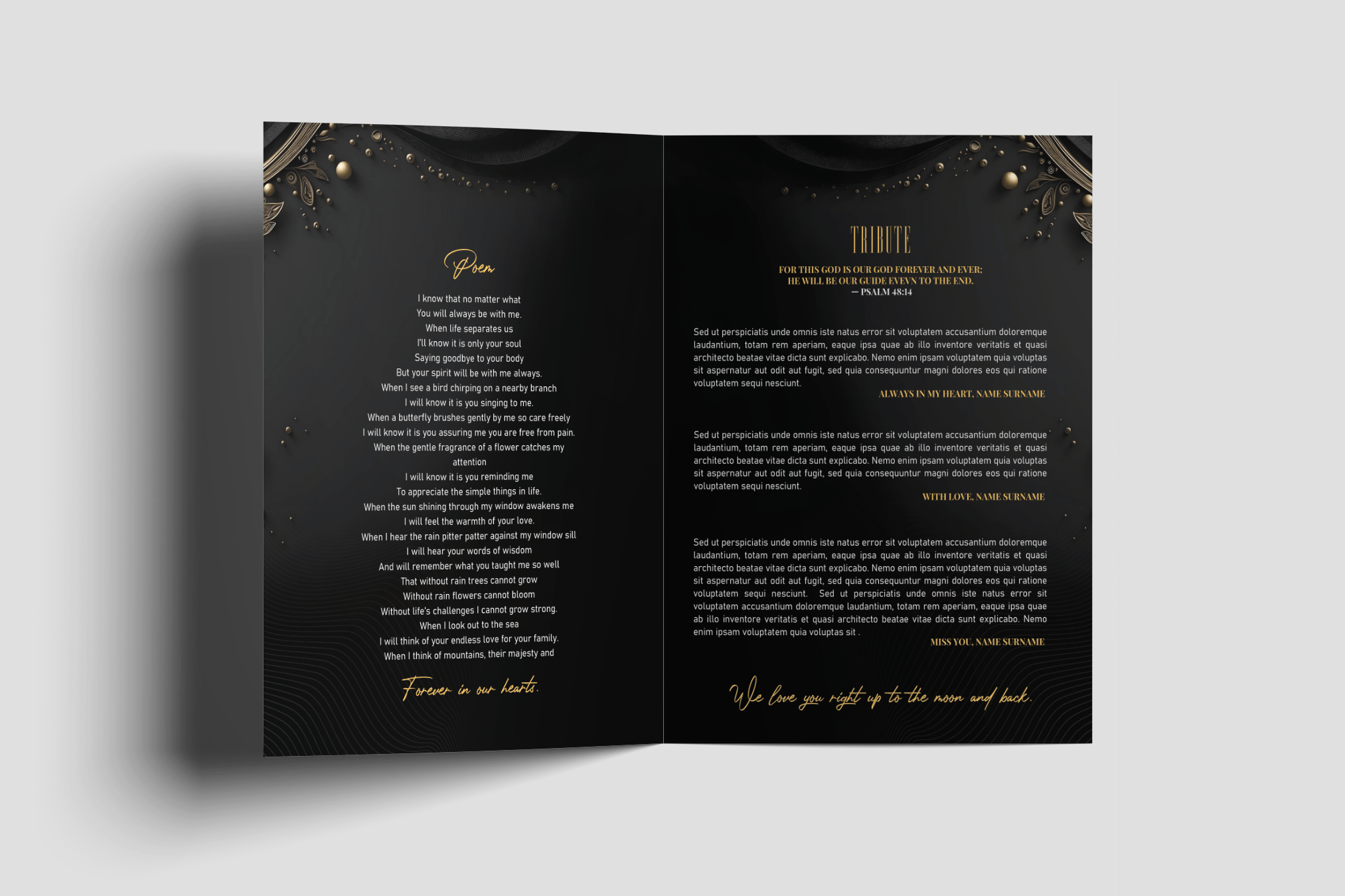 Golden Legacy Funeral Program Design