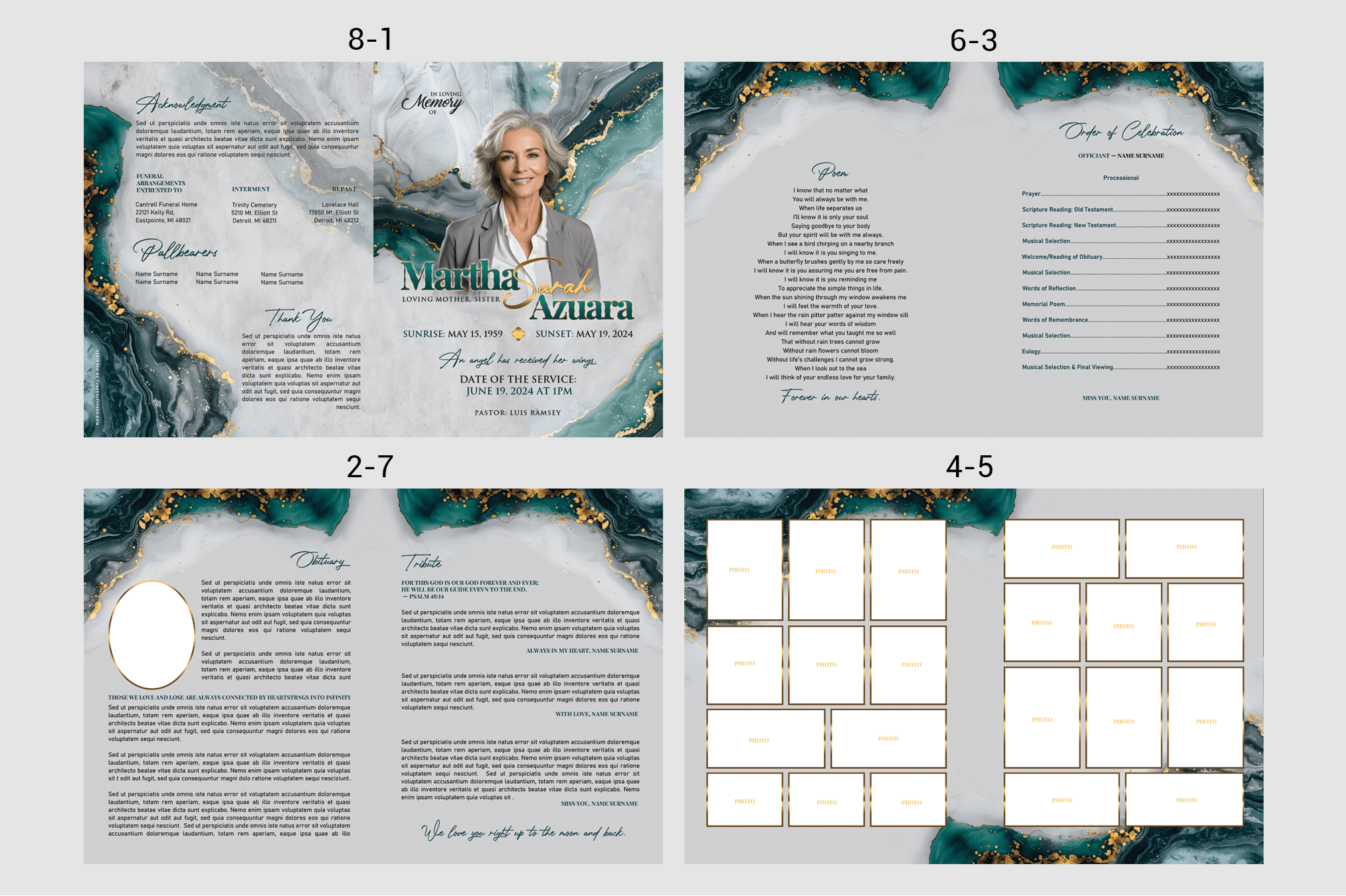 Jade Whisper Funeral Program Design