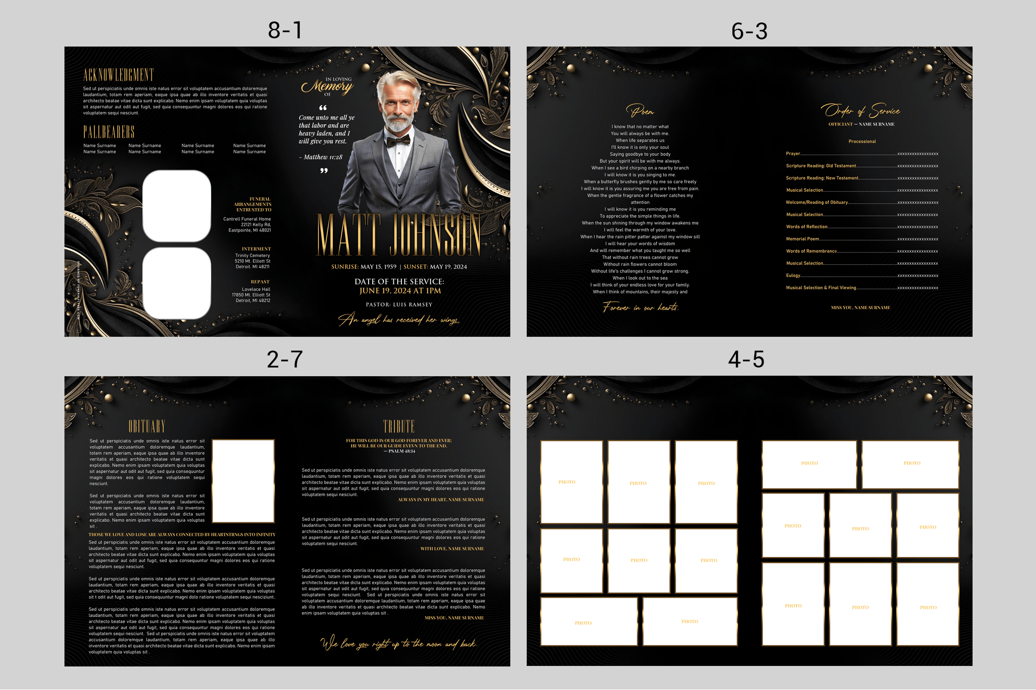 Golden Legacy Funeral Program Design