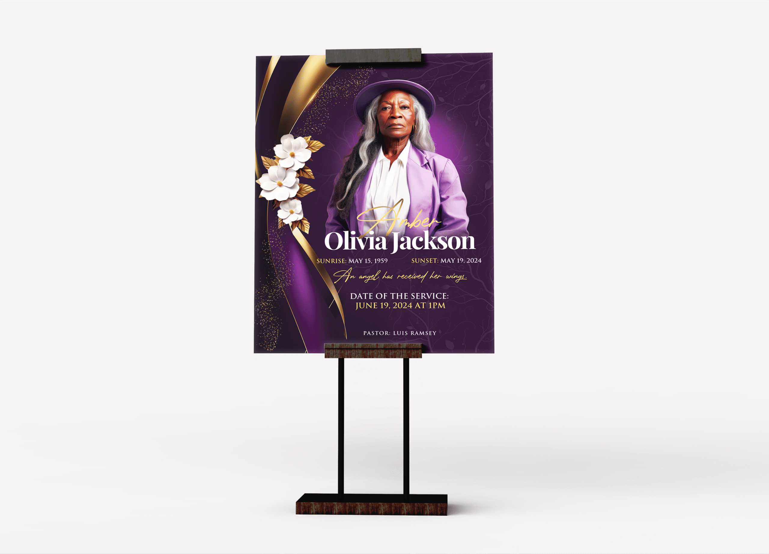 Purple Bloom Funeral Collage Poster Design