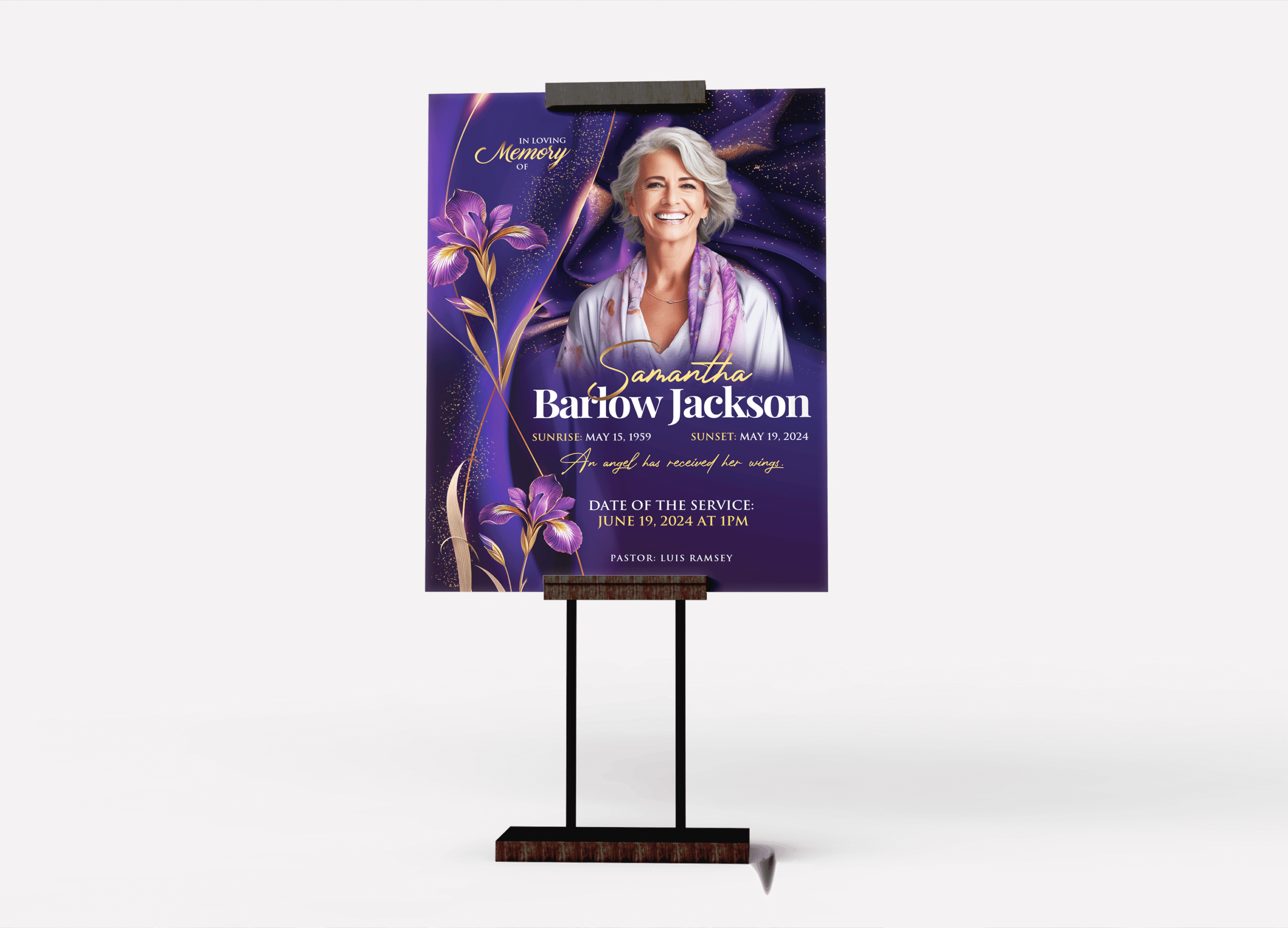 Purple Twilight Lily Memorial Collage Poster Design