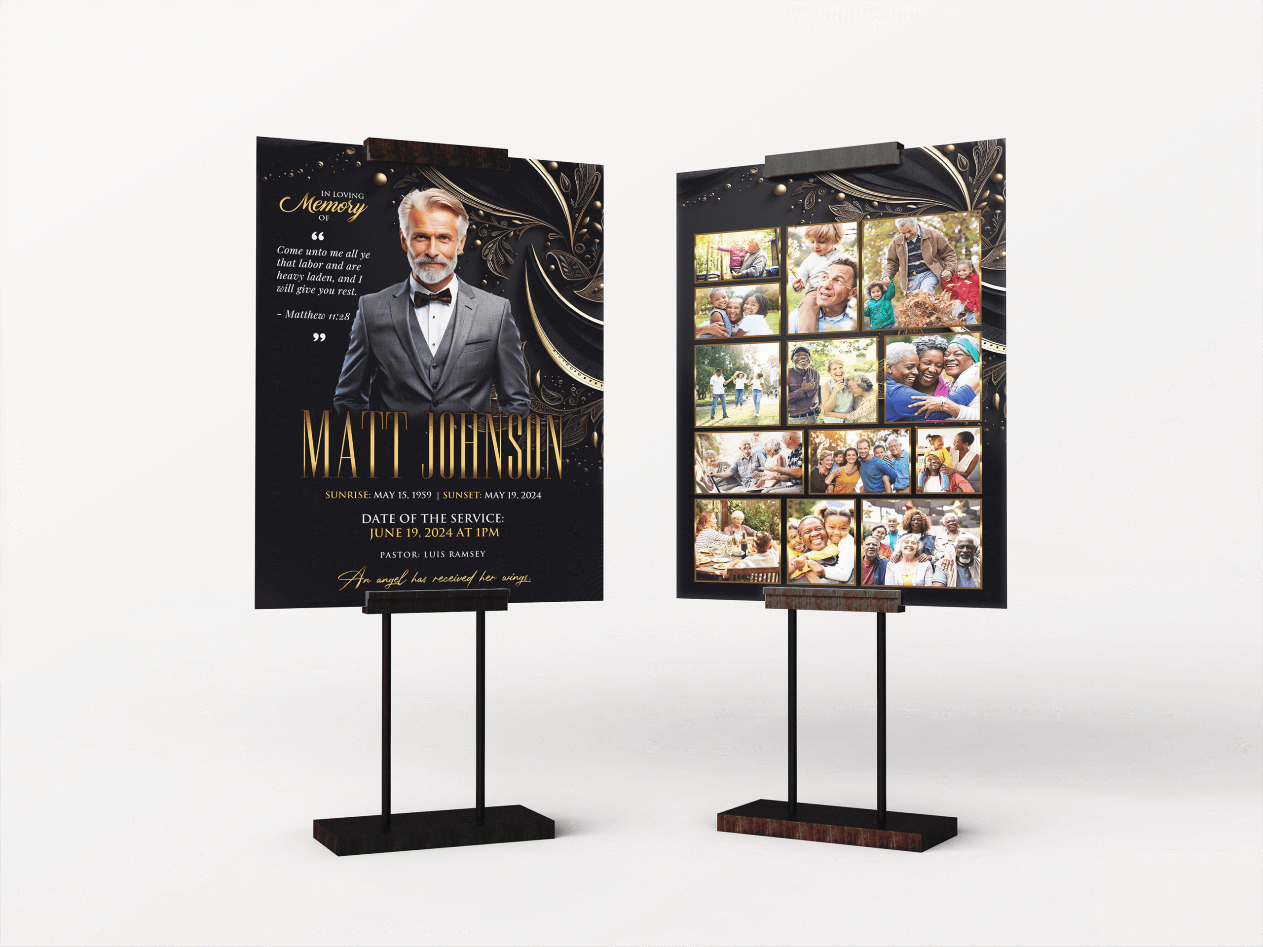 Golden Legacy Funeral Collage Poster Design