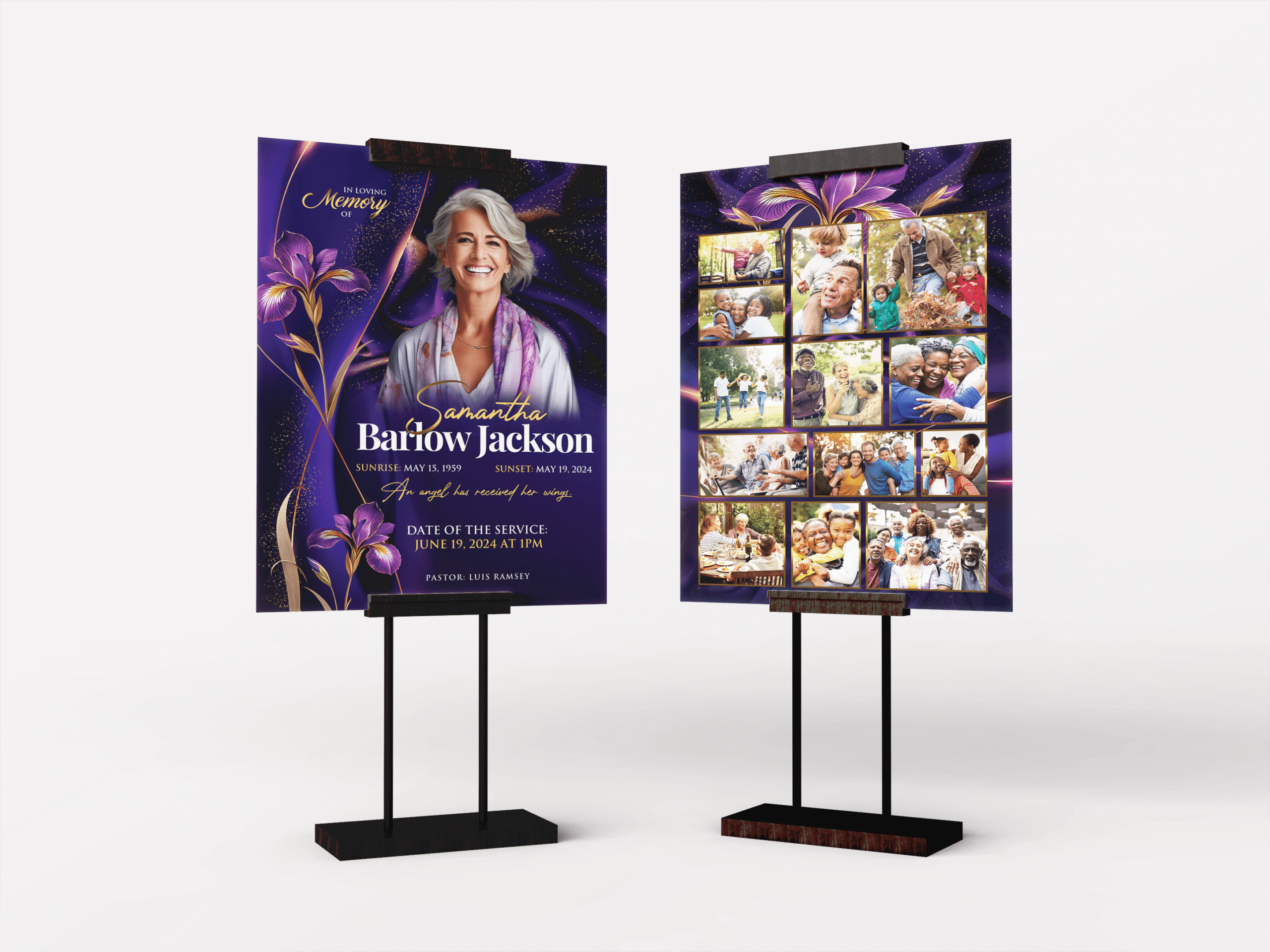 Purple Twilight Lily Memorial Collage Poster Design