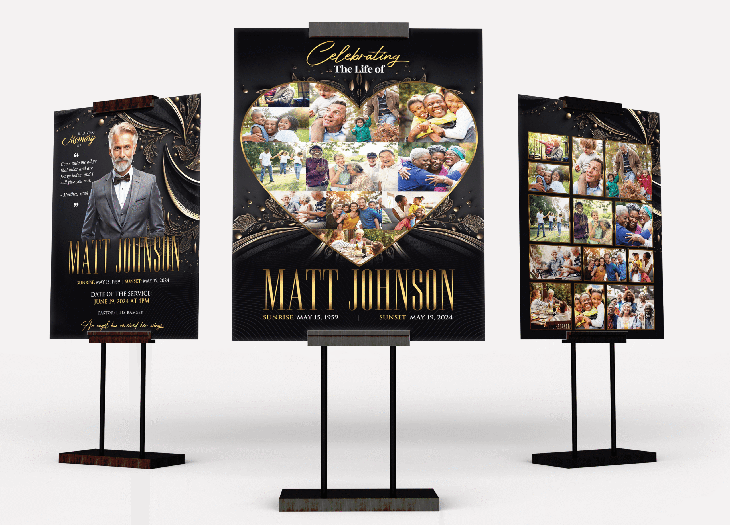 Golden Legacy Funeral Collage Poster Design