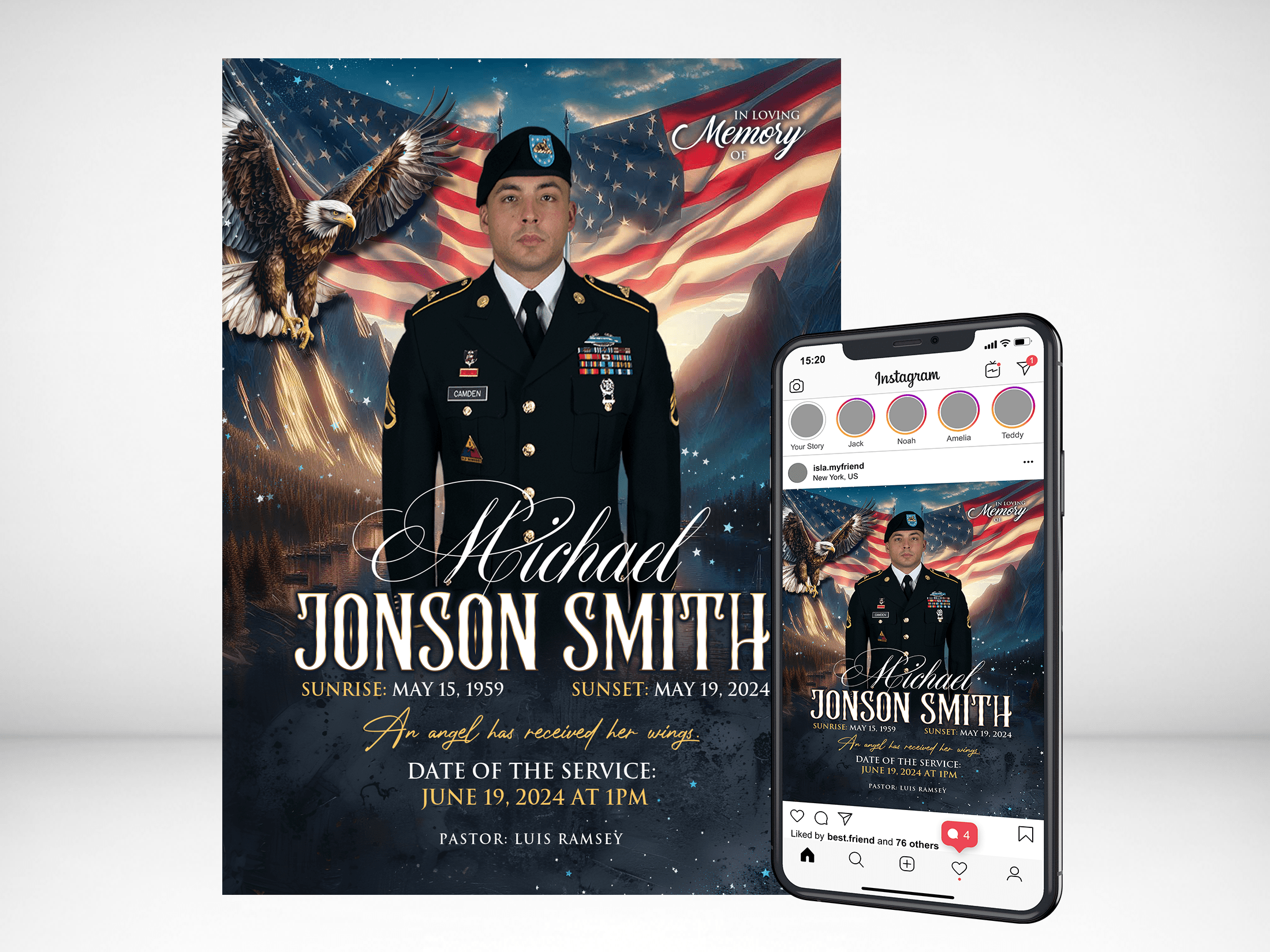 Honoring a Hero – US Army Veteran Digital Funeral Invitation