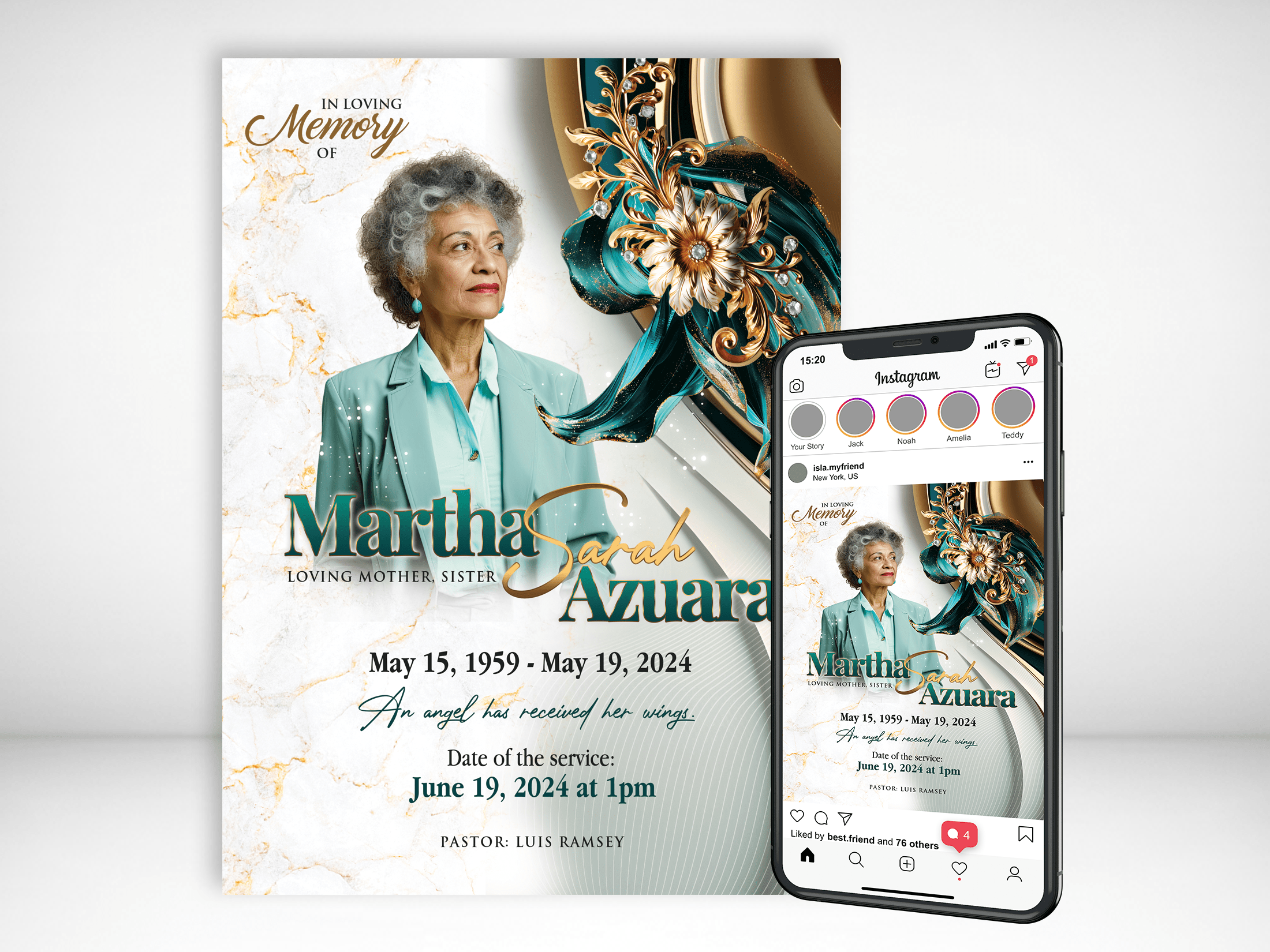 Marble Enchantment Digital Funeral Invitation