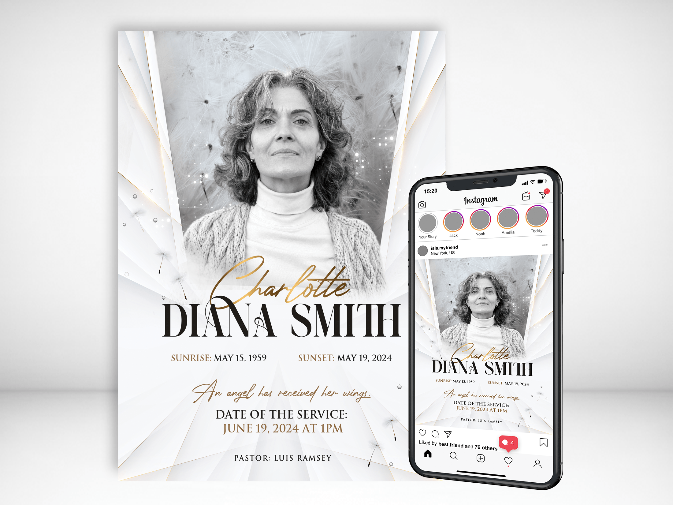 Dandelion Whispers Digital Funeral Invitation