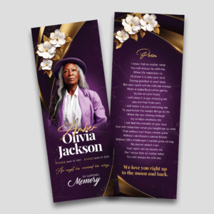 Purple Bloom Memorial Bookmark Design