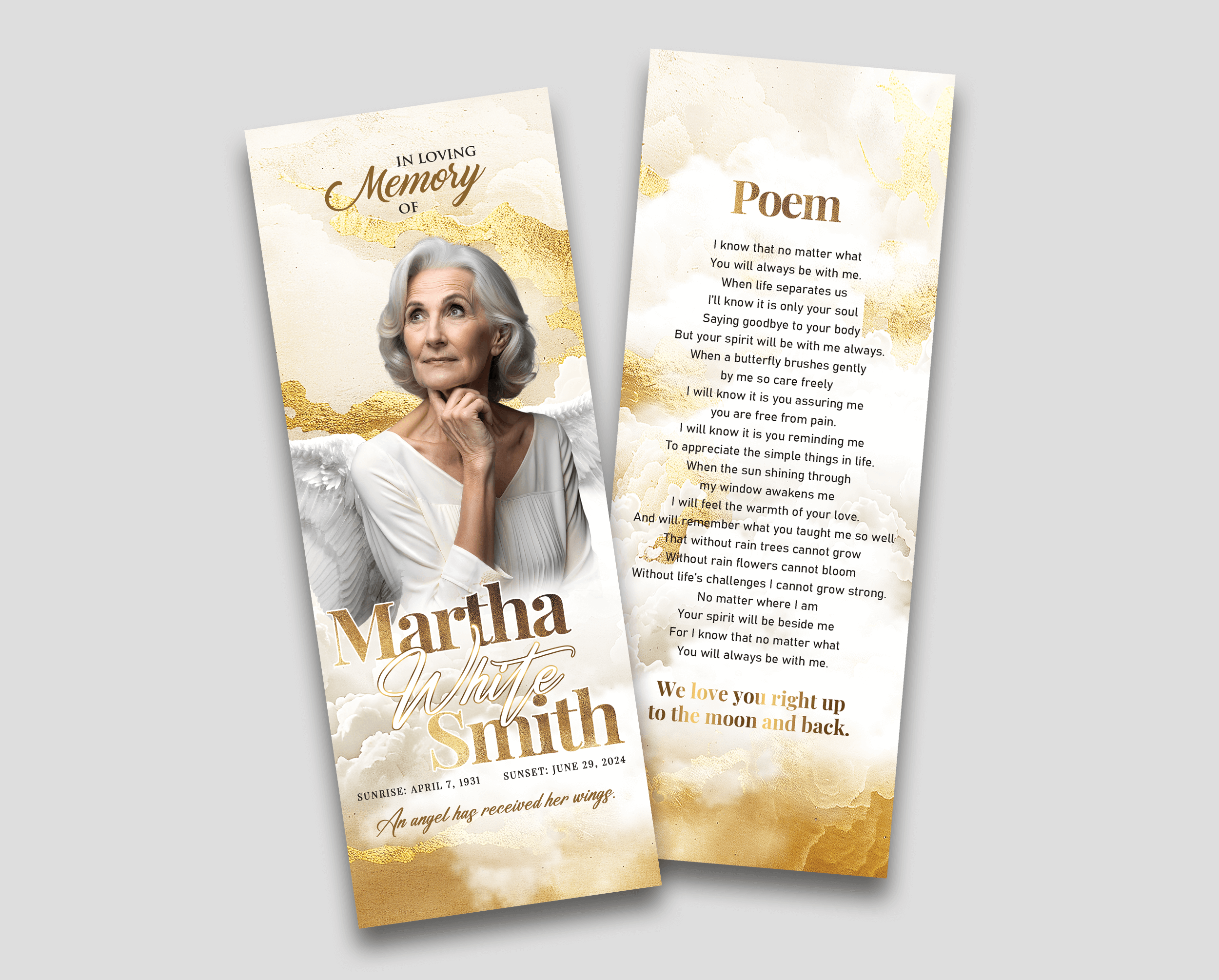 Ethereal Wings Memorial Bookmark Design