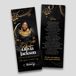 Golden Serenity Memorial Bookmark Design
