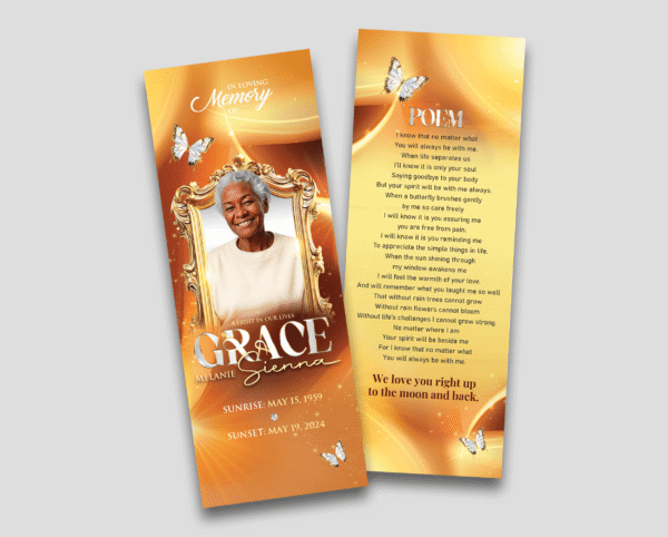 Graceful Journey Memorial Bookmark Design