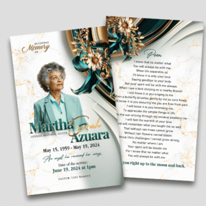 Marble Enchantment Funeral Prayer Cards Design