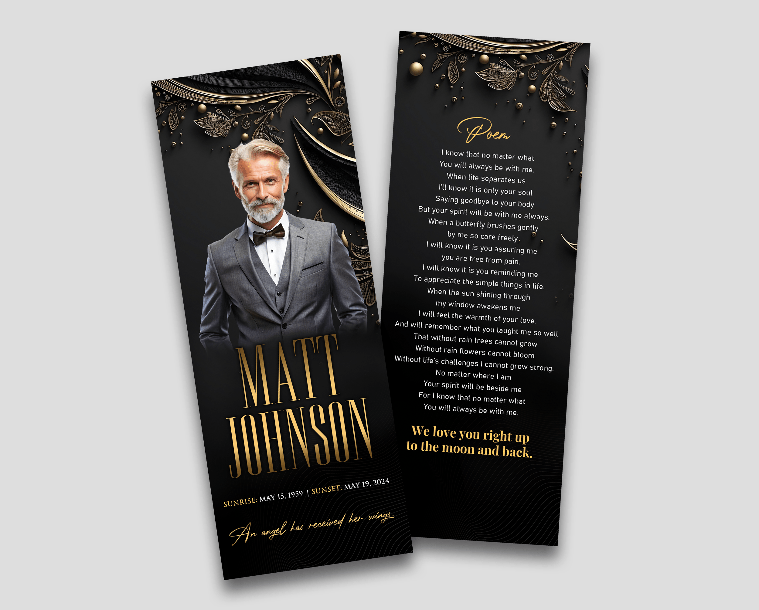 Golden Legacy Memorial Bookmark Design